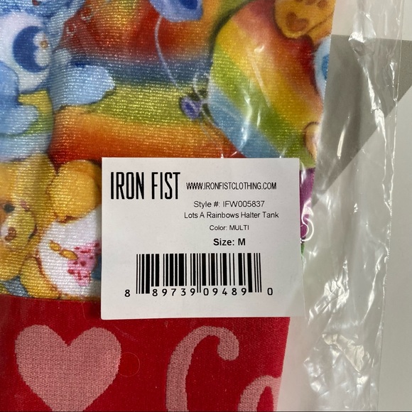 Iron Fist Velvet Care Bear Rainbow Halter Tank M NWT - Picture 5 of 8